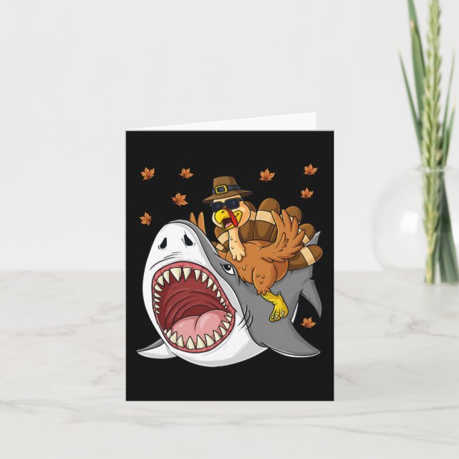 Thanksgiving Turkey Riding Shark Fun Toddler Boys  Card (Front)