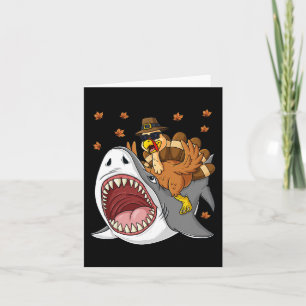 Thanksgiving Turkey Riding Shark Fun Toddler Boys Card