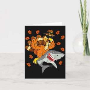 Thanksgiving Turkey Riding Shark Funny Autumn Boys Card