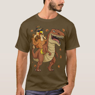 Thanksgiving Turkey Riding T Rex Dinosaur Toddler T-Shirt