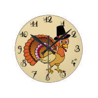 Thanksgiving Turkey Round Clock