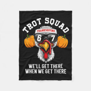 Thanksgiving Turkey Running Funny 67 Meme Trot Squ Fleece Blanket