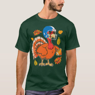 Thanksgiving Turkey Running Funny Football Player T-Shirt