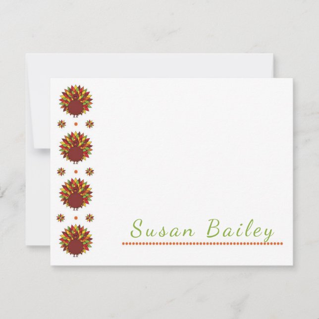 Thanksgiving Turkey Side Personalized Stationery Note Card (Front)