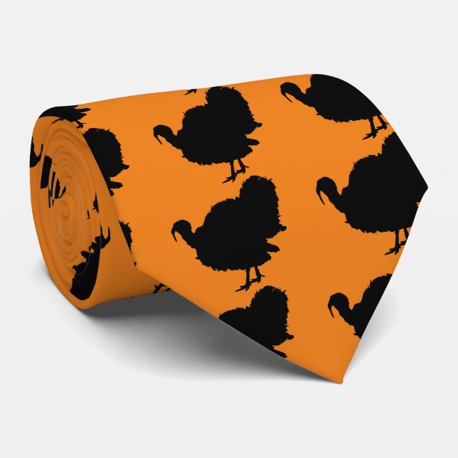 Thanksgiving Turkey Silhouette Neck Tie (Rolled)