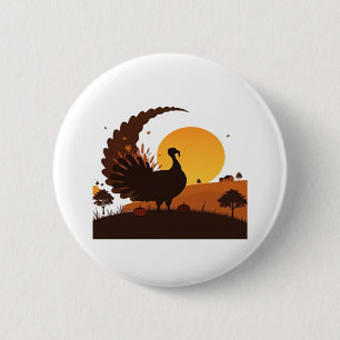 Thanksgiving Turkey Silhouette – Sunset Harvest Sc Button
