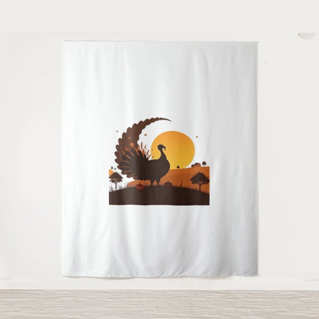 Thanksgiving Turkey Silhouette – Sunset Harvest Sc Tapestry (Front)