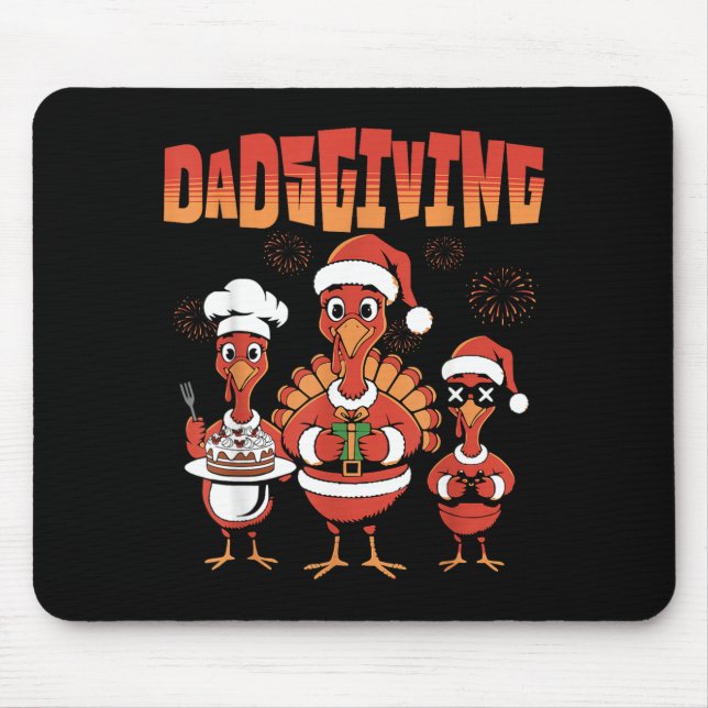 Thanksgiving Turkey Squad Dancing Dad Mom Kid Happ Mouse Pad (Front)