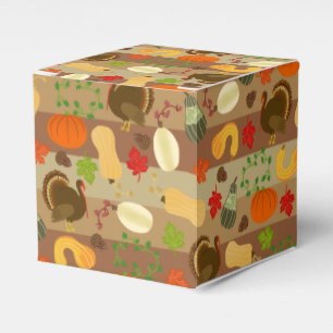 Thanksgiving Turkey Squash Autumn Harvest Pattern Favor Boxes