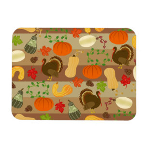 Thanksgiving Turkey Squash Autumn Harvest Pattern Magnet