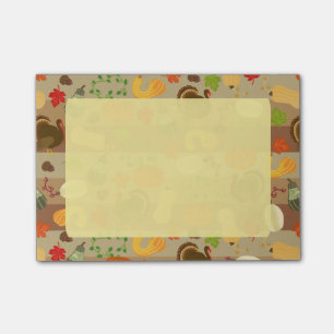 Thanksgiving Turkey Squash Autumn Harvest Pattern Post-it Notes