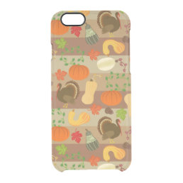 Thanksgiving Turkey Squash Autumn Harvest Pattern Clear iPhone 6/6S Case