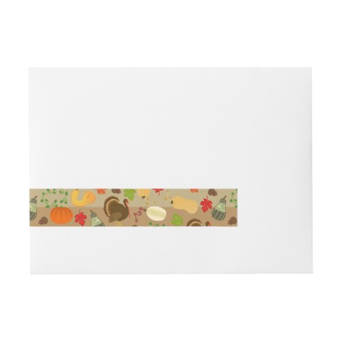 Thanksgiving Turkey Squash Autumn Harvest Pattern Wrap Around Address Label