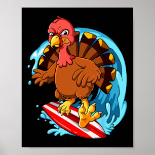 Thanksgiving Turkey Surfing Poster