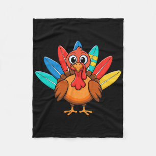 Thanksgiving Turkey Surfing Surf Surfboard Surfer Fleece Blanket