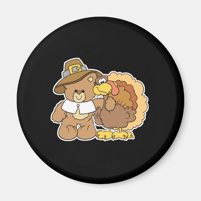 thanksgiving turkey teddy bear design magnet (Front)