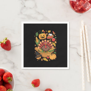 Thanksgiving Turkey Thankful Pie Fall Family Napkins