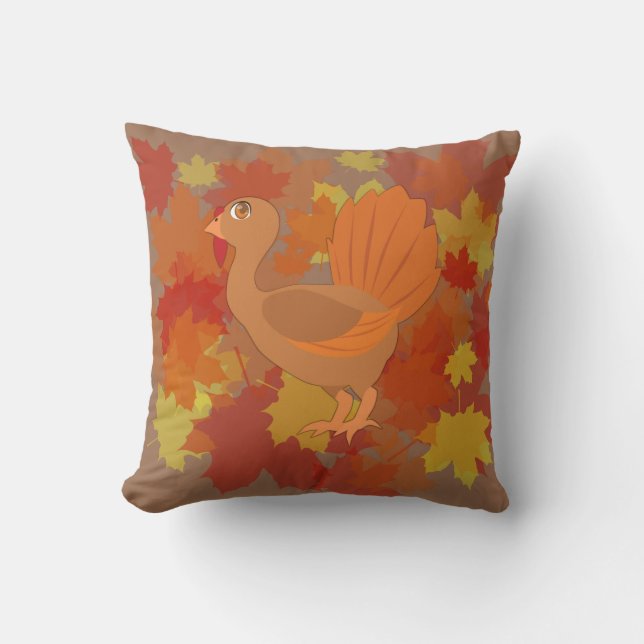 Thanksgiving Turkey Throw Pillow (Front)