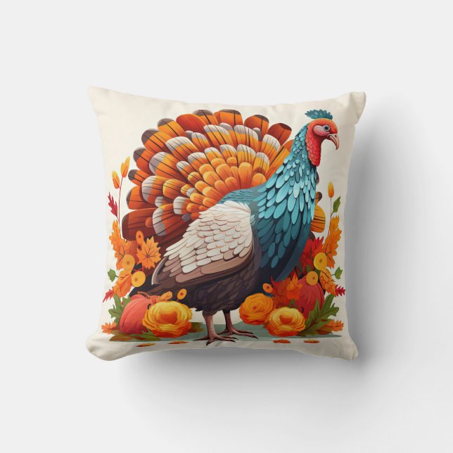 Thanksgiving Turkey Throw Pillow (Front)