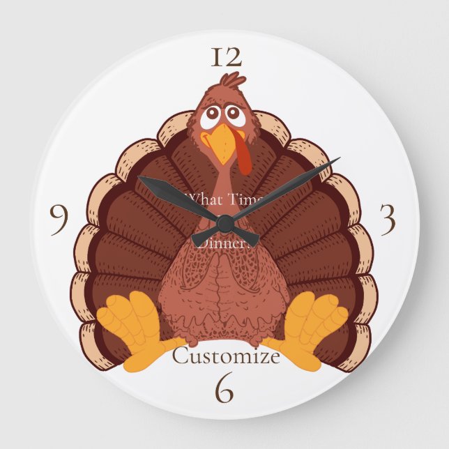 Thanksgiving Turkey Thunder_Cove   Large Clock (Front)
