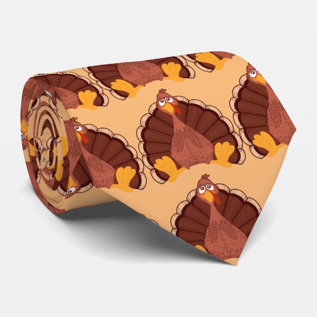 Thanksgiving Turkey Thunder_Cove   Neck Tie (Rolled)
