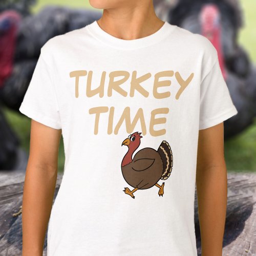 Thanksgiving Turkey Time Custom Funny Kids T_Shirt