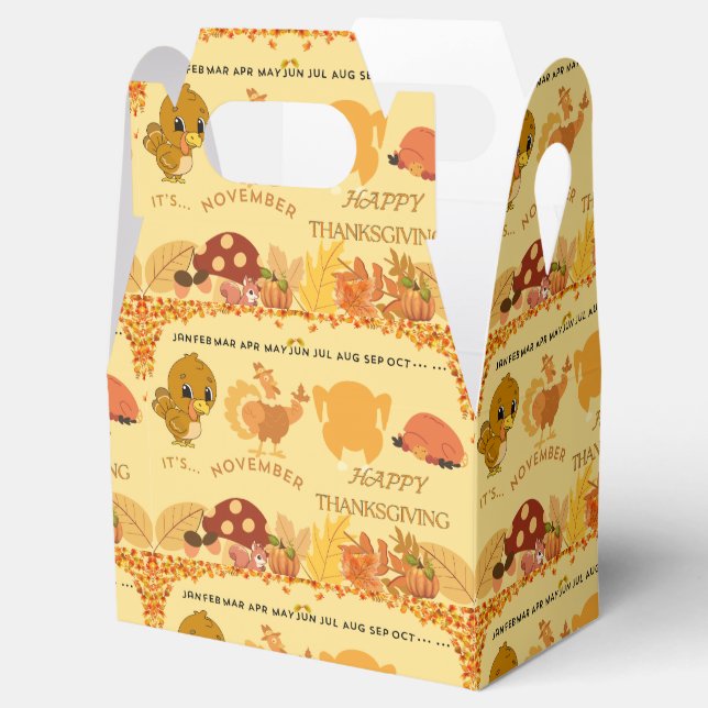 Thanksgiving Turkey to Dinner Fun design Favor Boxes (Opened)
