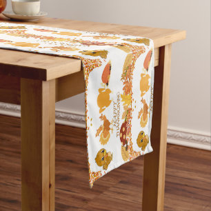 Thanksgiving Turkey to Dinner mugs Long Table Runner