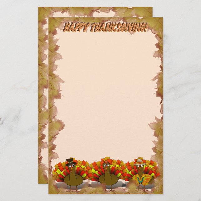 Thanksgiving Turkey Trio Stationery (Front/Back)