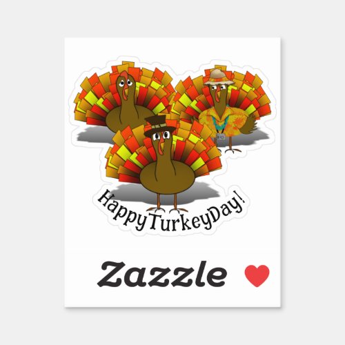 Thanksgiving Turkey Trio Sticker