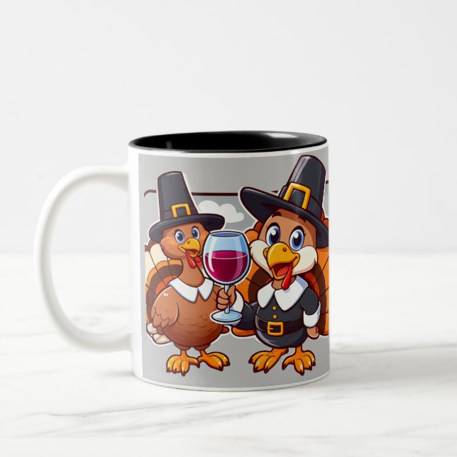 Thanksgiving turkey  Two-Tone coffee mug (Left)
