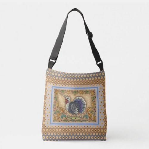 THANKSGIVING TURKEY UNICORN WHIMSICAL FANTASY CROSSBODY BAG