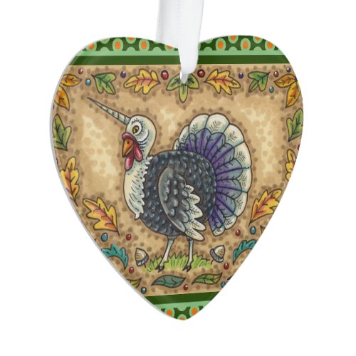 THANKSGIVING TURKEY UNICORN, WHIMSICAL FANTASY ORNAMENT