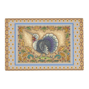 THANKSGIVING TURKEY UNICORN, WHIMSICAL FANTASY PLACEMAT