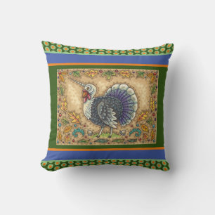 THANKSGIVING TURKEY UNICORN, WHIMSICAL FANTASY THROW PILLOW