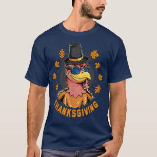 Thanksgiving Turkey Wearing Sunglasses Cute Hat T-Shirt