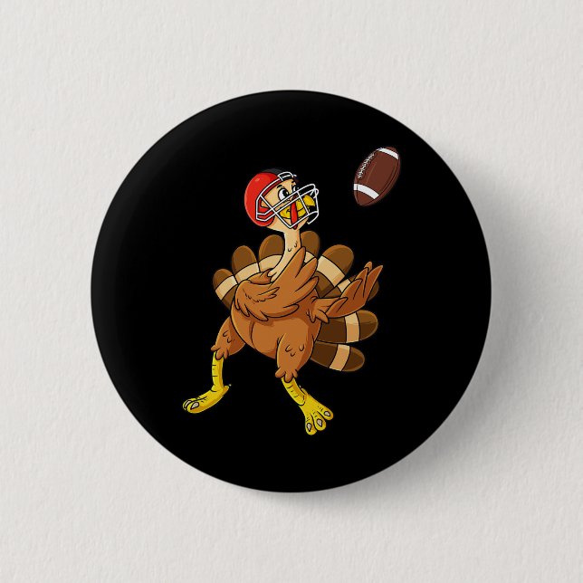 Thanksgiving Turkey Wide Receiver Football Boys Ki Button (Front)