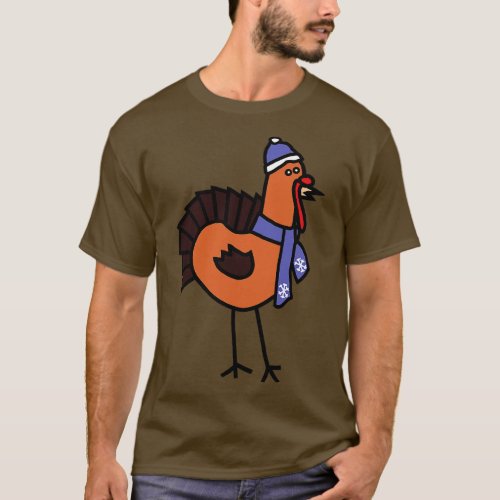 Thanksgiving Turkey Winter Periwinkle Hat and Scar T_Shirt