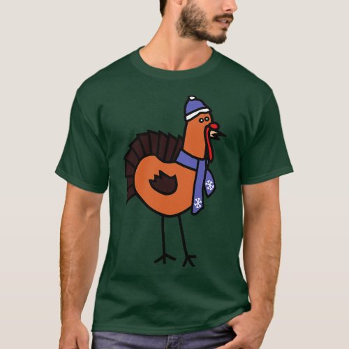 Thanksgiving Turkey Winter Periwinkle Hat and Scar T_Shirt