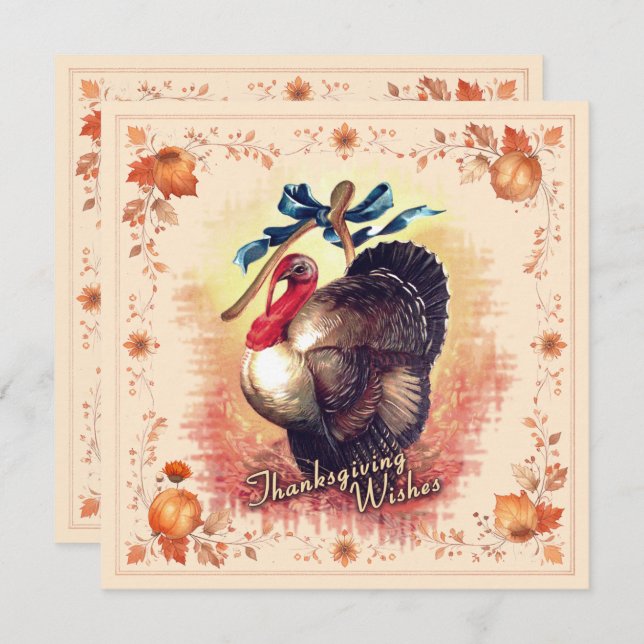 Thanksgiving Turkey Wishes Invitation (Front/Back)