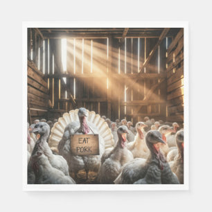 Thanksgiving Turkey With a Funny Sign Napkins