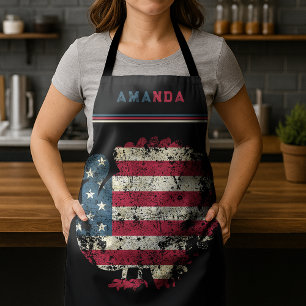 Thanksgiving Turkey With American Flag Apron