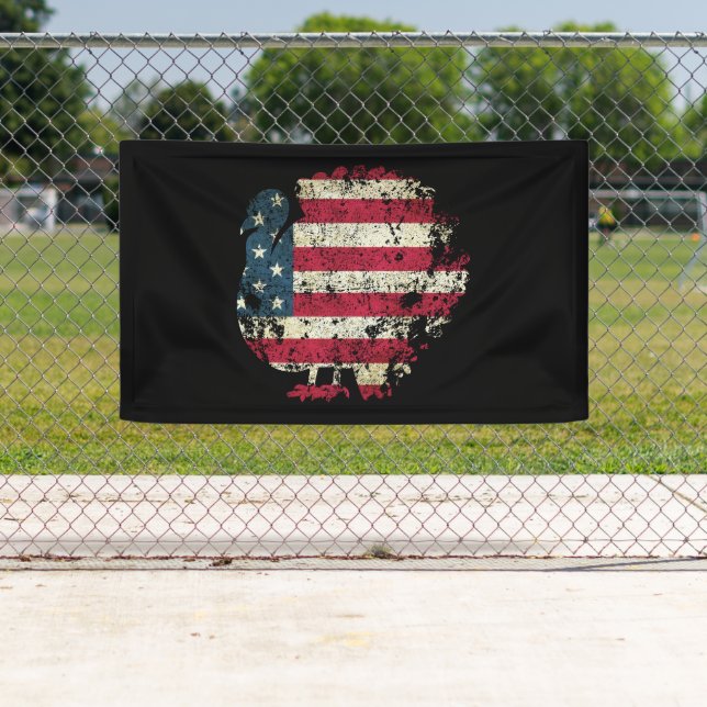 Thanksgiving Turkey With American Flag Banner (Insitu)