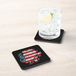 Thanksgiving Turkey With American Flag Beverage Coaster