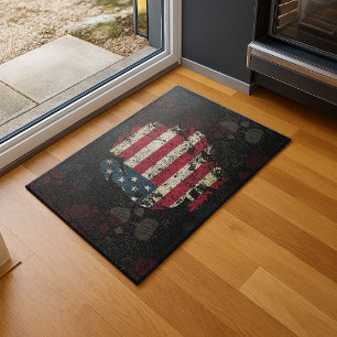 Thanksgiving Turkey With American Flag Doormat