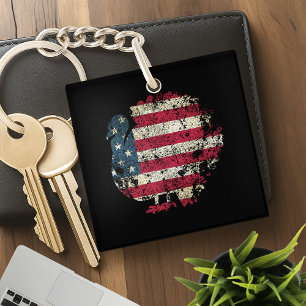 Thanksgiving Turkey With American Flag Keychain