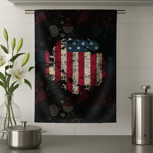Thanksgiving Turkey With American Flag Kitchen Towel