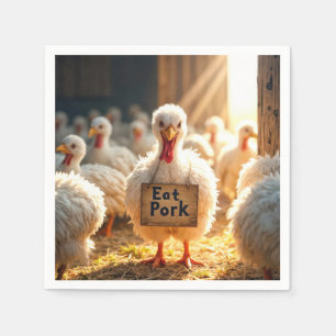 Thanksgiving Turkey With "Eat Pork" Sign Napkins