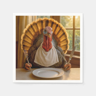 Thanksgiving Turkey With Knife and Fork Napkins