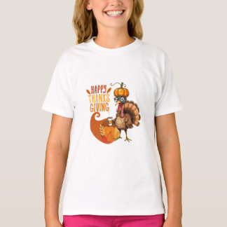 Thanksgiving Turkey with Pumpkin Hat T-Shirt